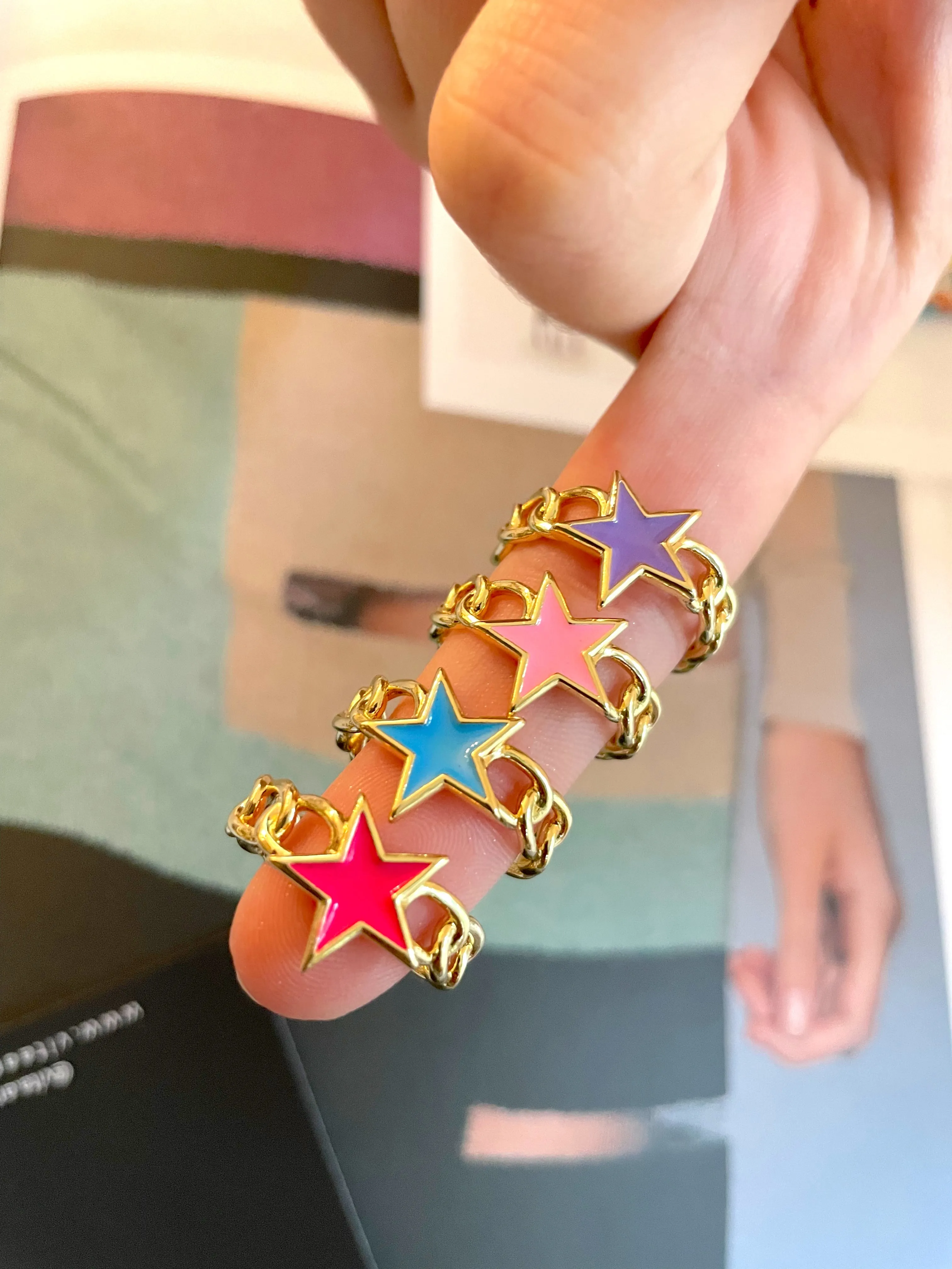 Enamel stars rings