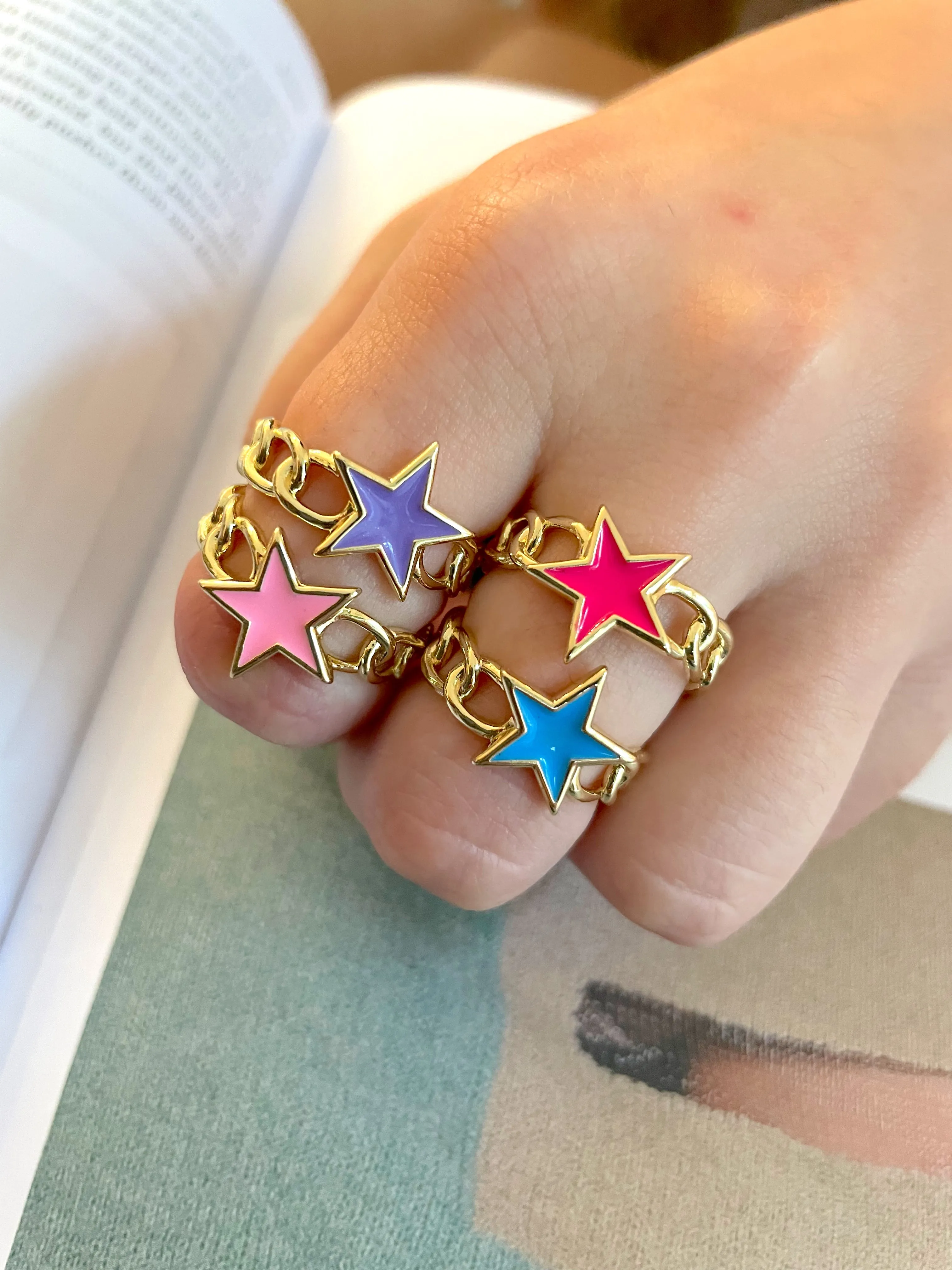 Enamel stars rings