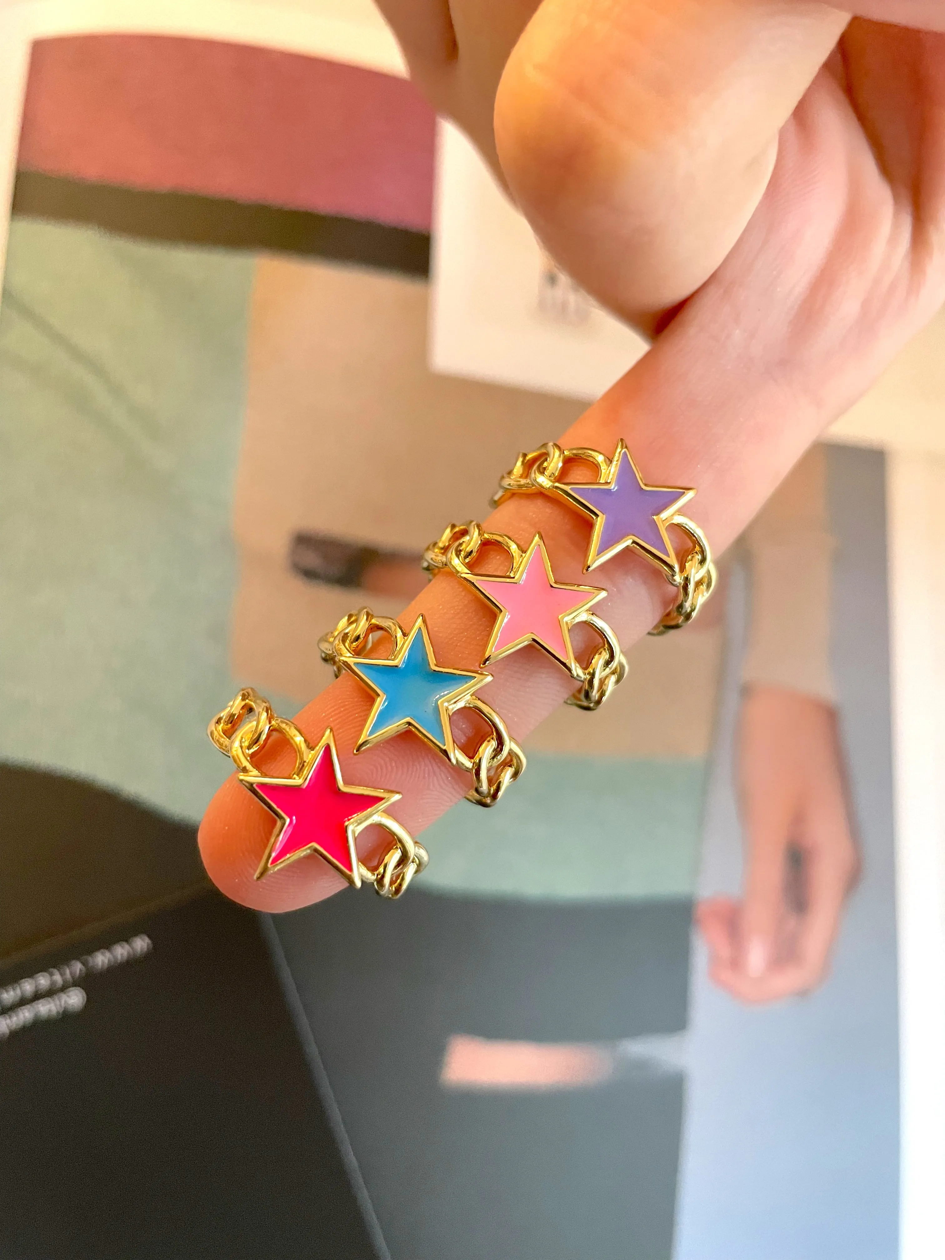 Enamel stars rings