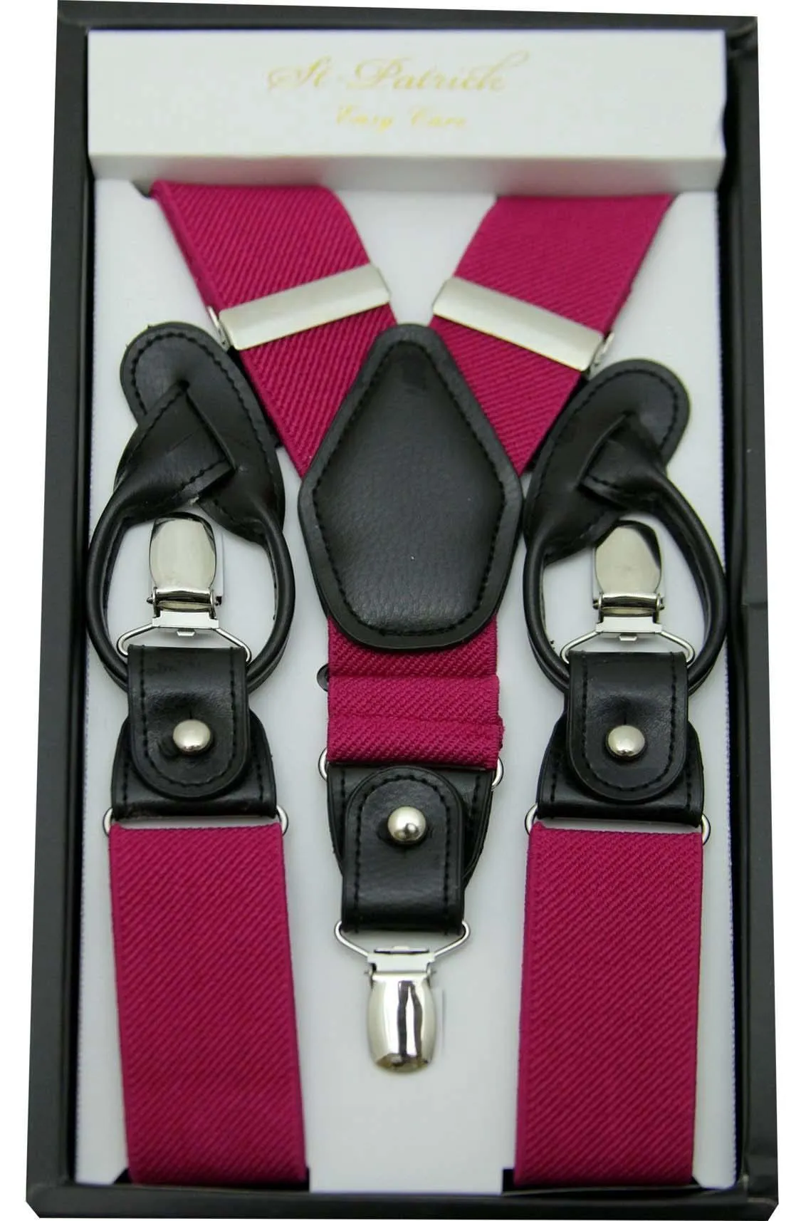 Fuchsia Convertible Suspender Clip & Button