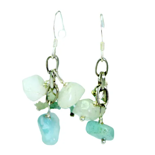 Gemstone Cluster Drop Earrings