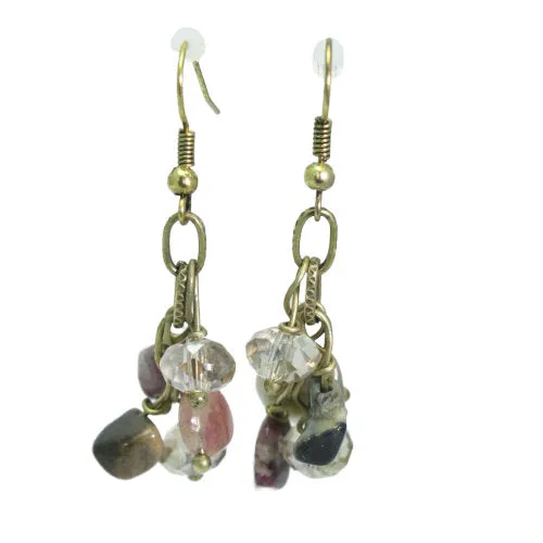 Gemstone Cluster Drop Earrings