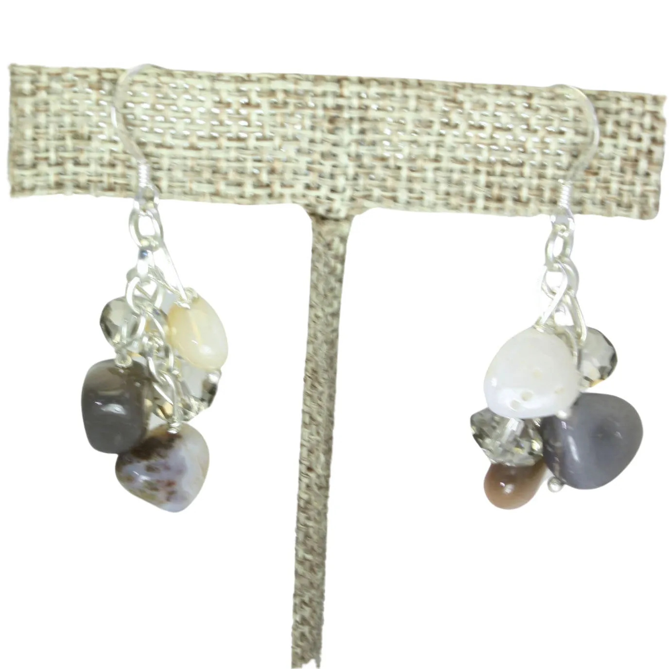 Gemstone Cluster Drop Earrings