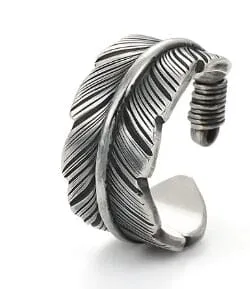 Geometric Feathers Silver Rings