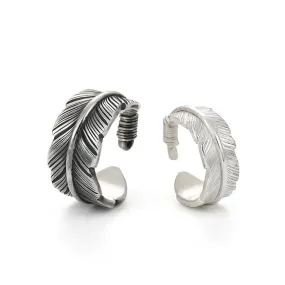 Geometric Feathers Silver Rings