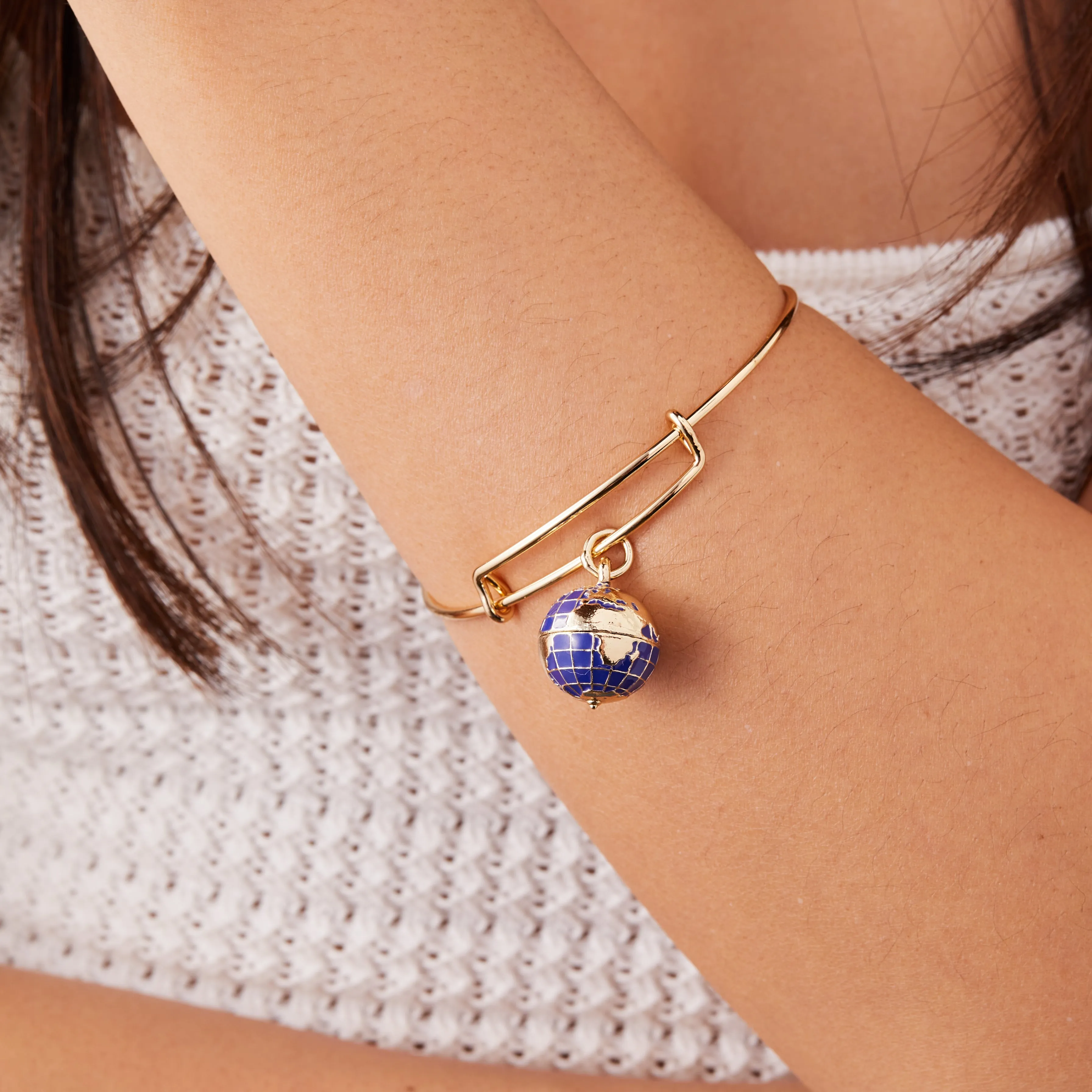 Globe Charm Bangle Bracelet