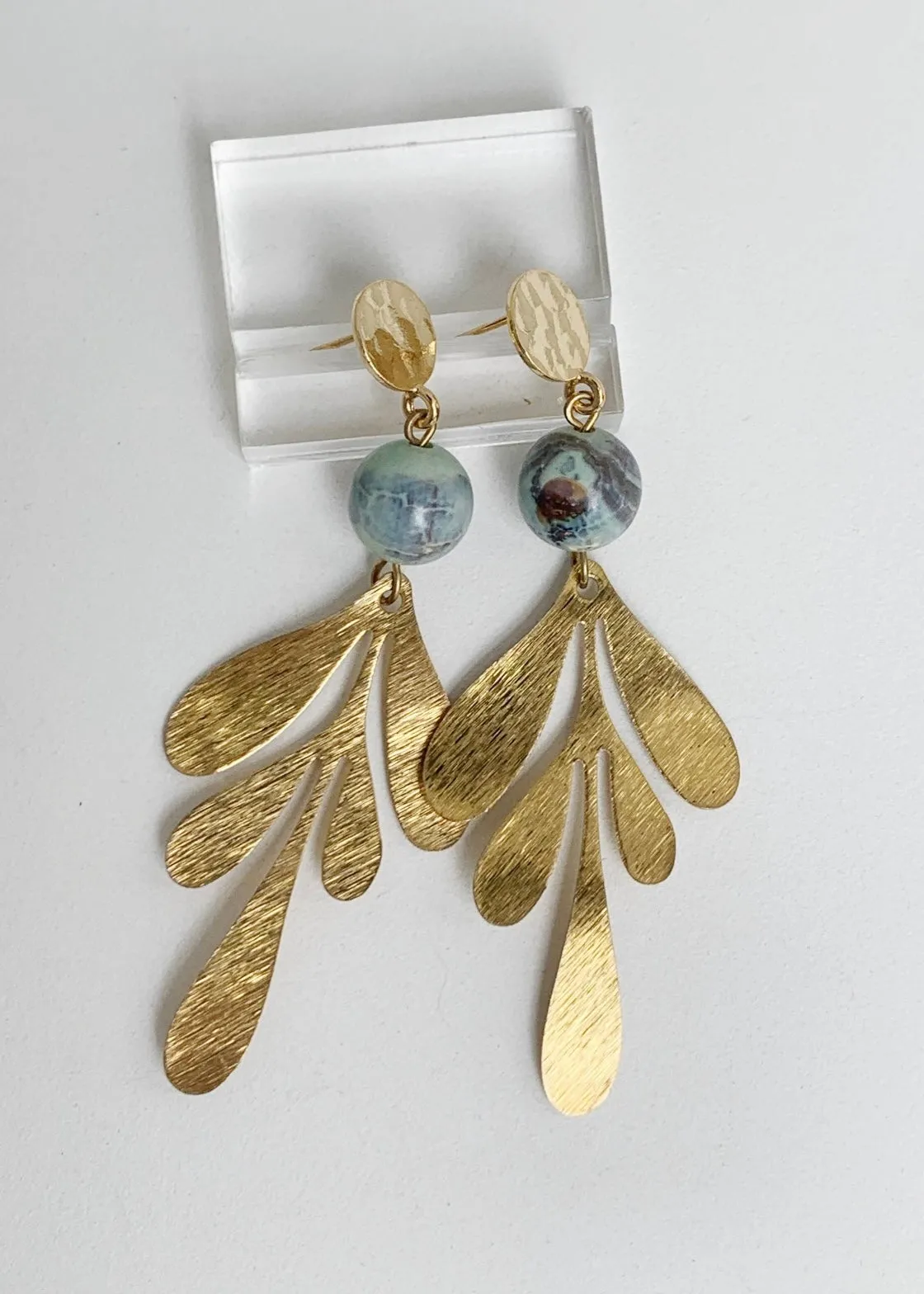 Gold Leaf Drop Earrings