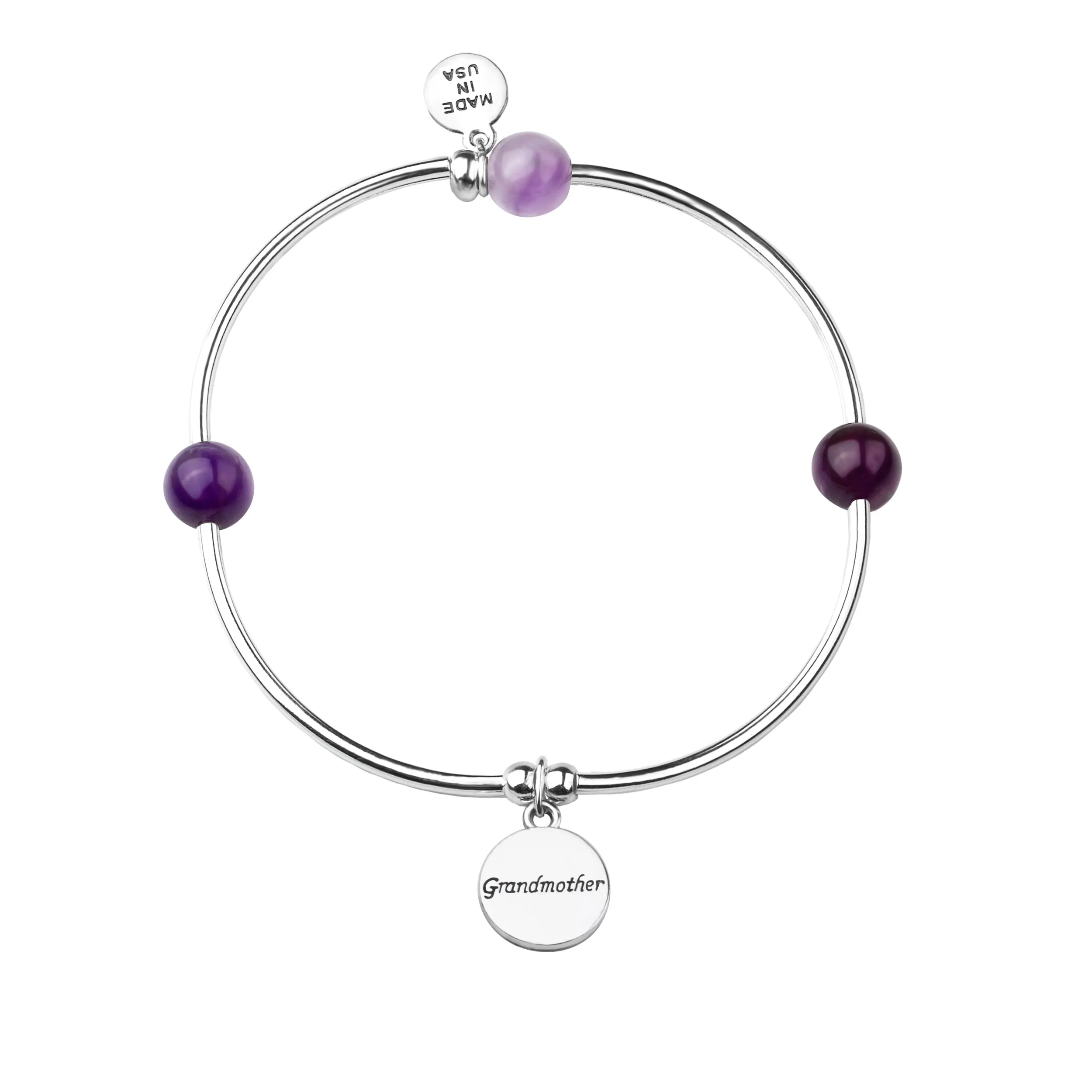 Grandmother | Soft Bangle Charm Bracelet | Amethyst