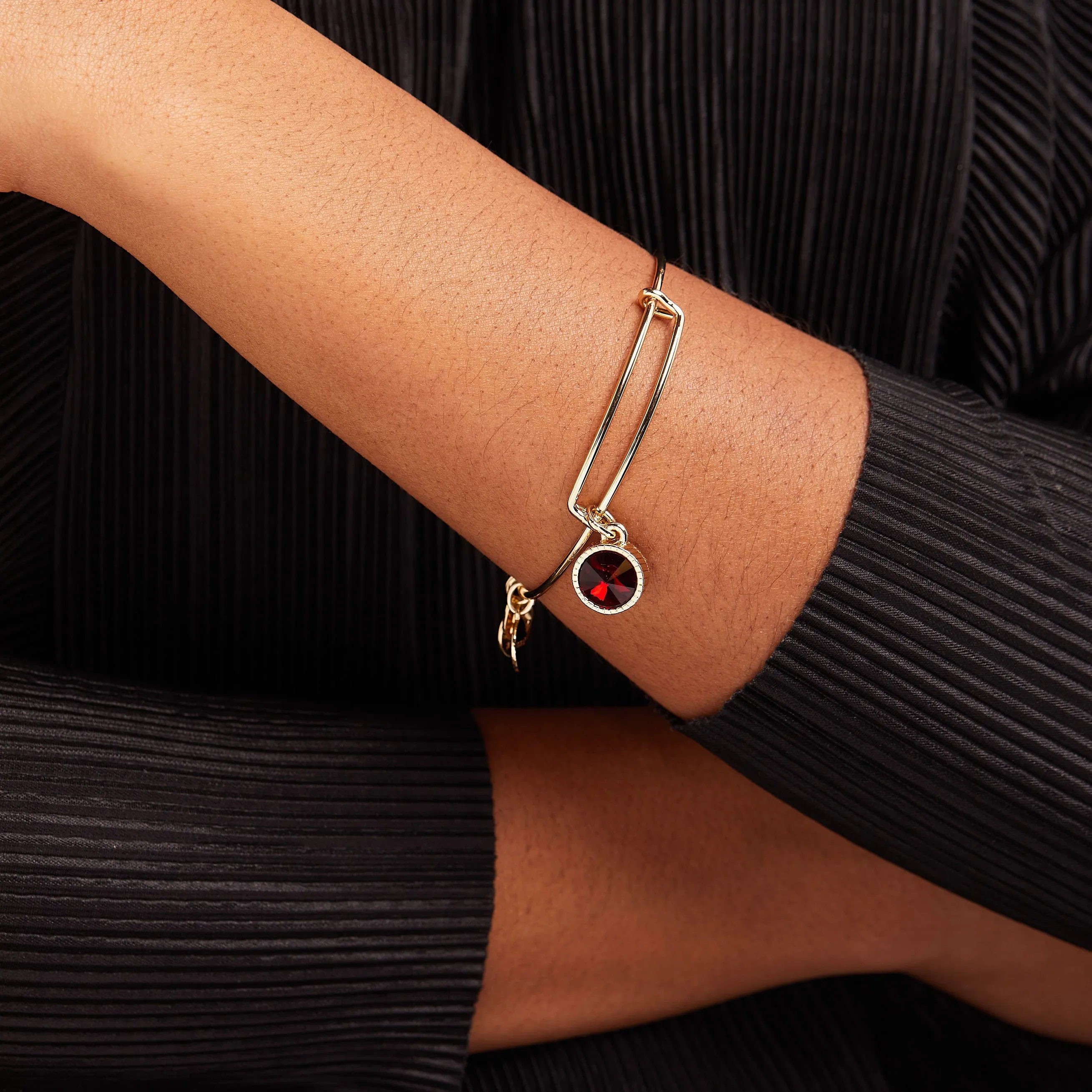 January Birthstone Charm Bangle, Scarlet