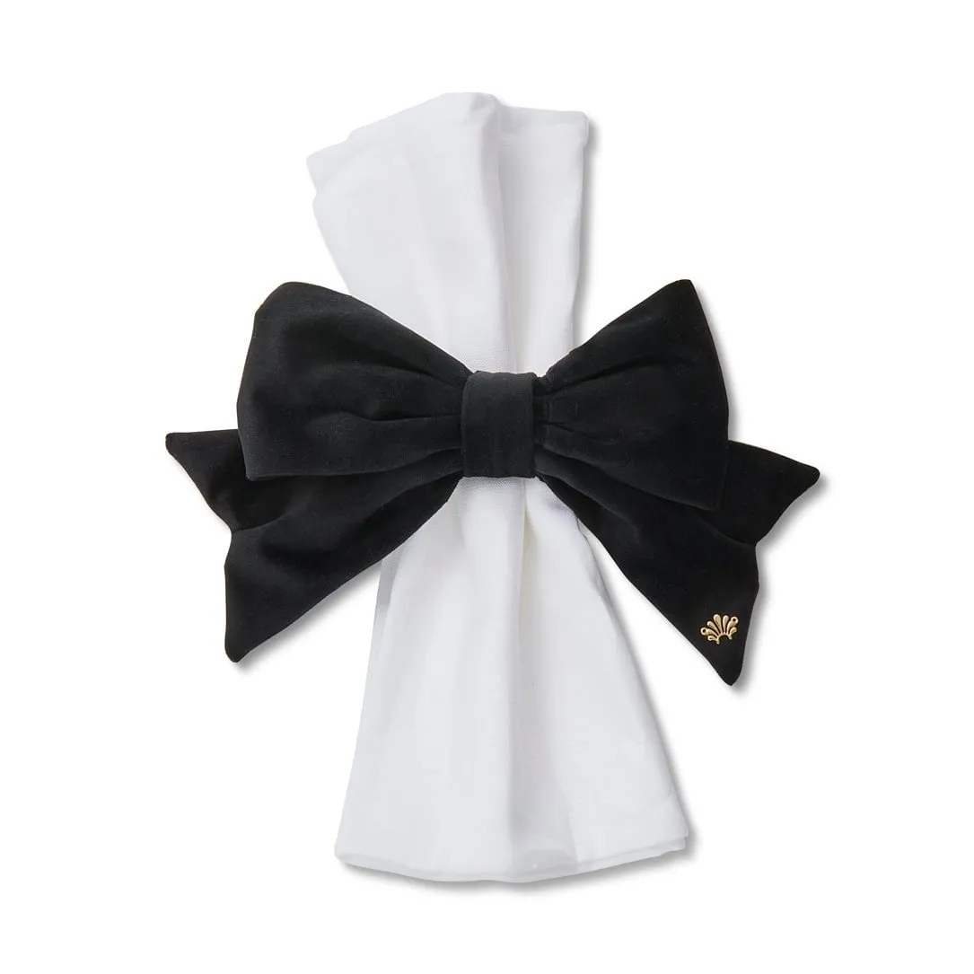 JET SET OF 4 VELVET BOW NAPKIN RINGS