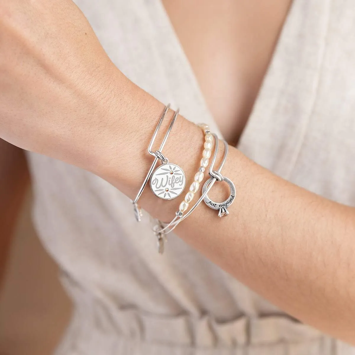 'Just Engaged' Ring Charm Bangle