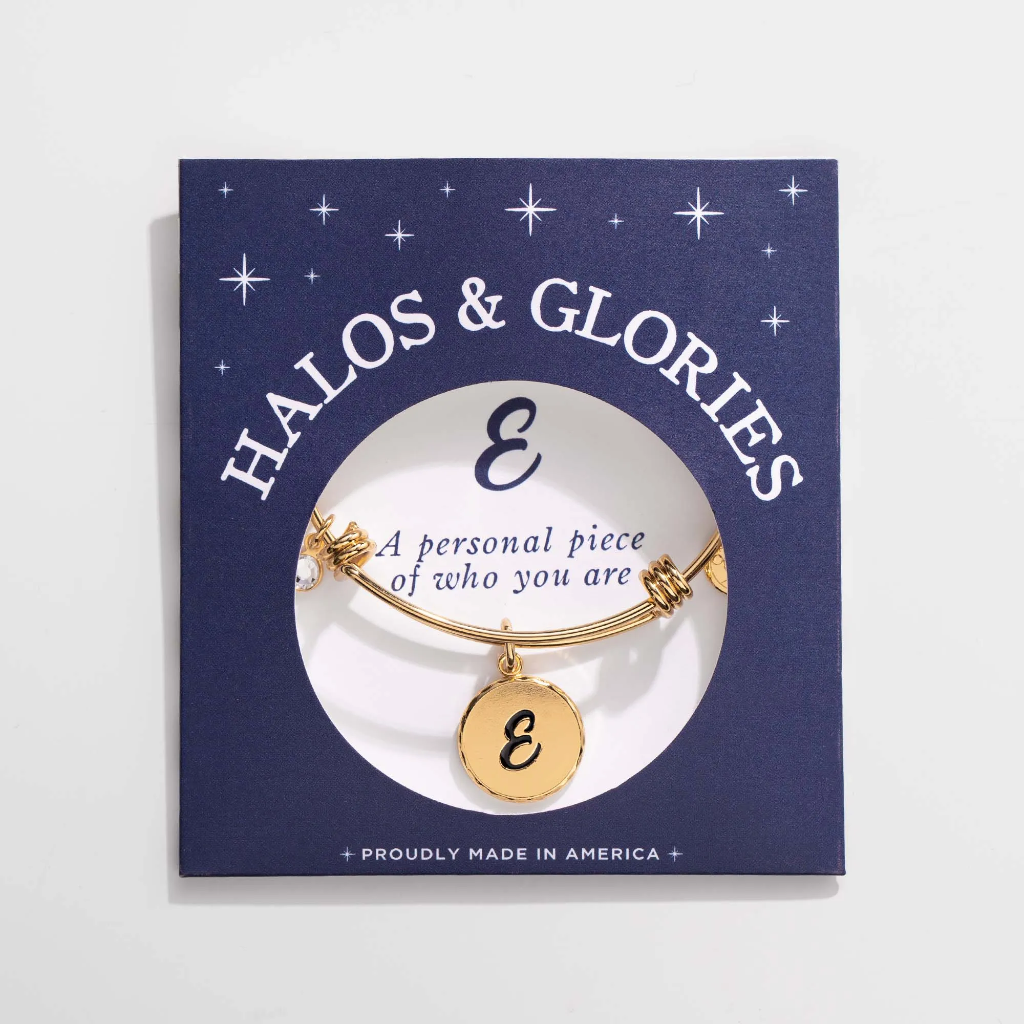 Letter E Charm Bangle, Halos & Glories