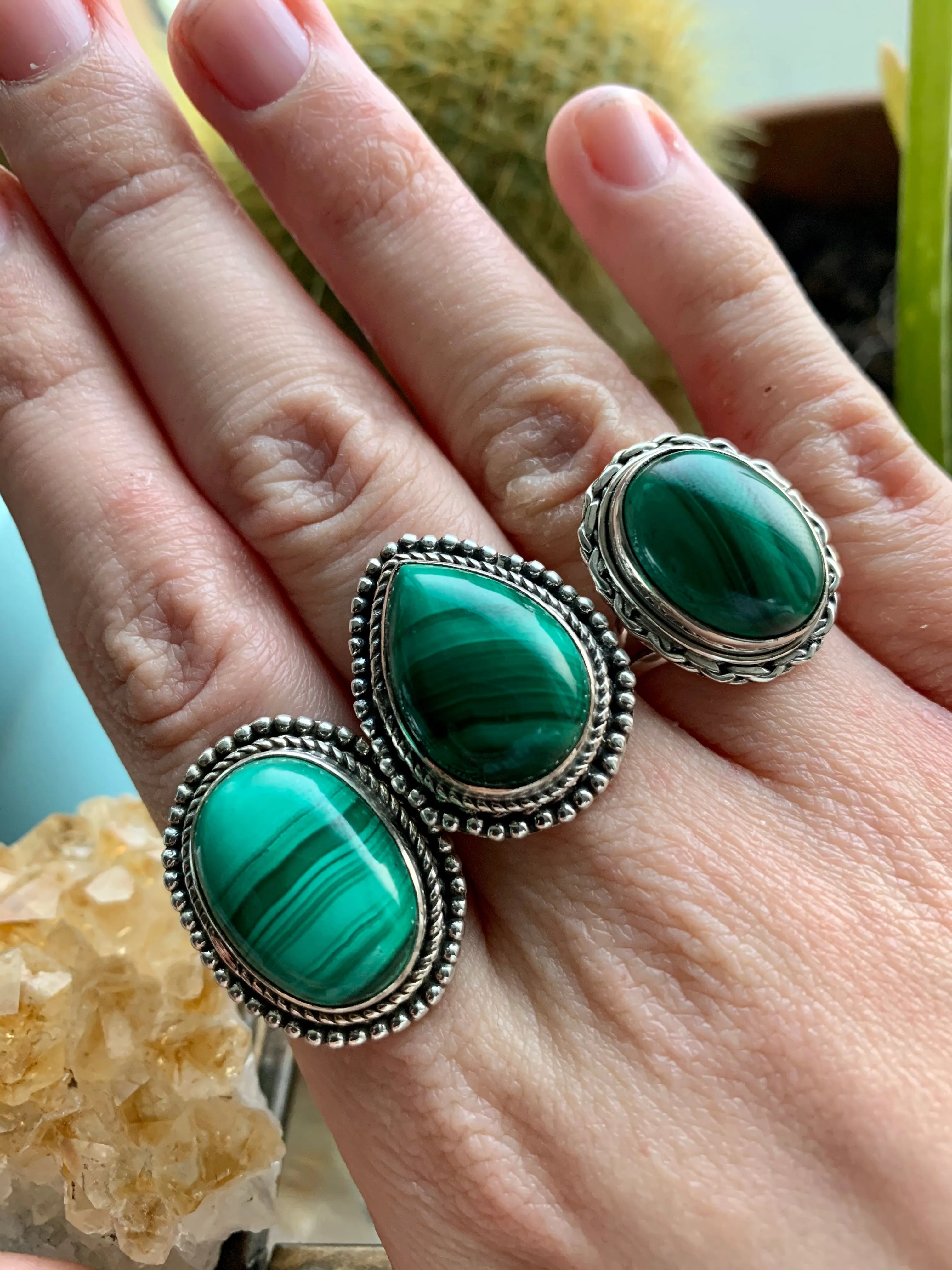 Malachite Gala / Cassia Rings (US 9)