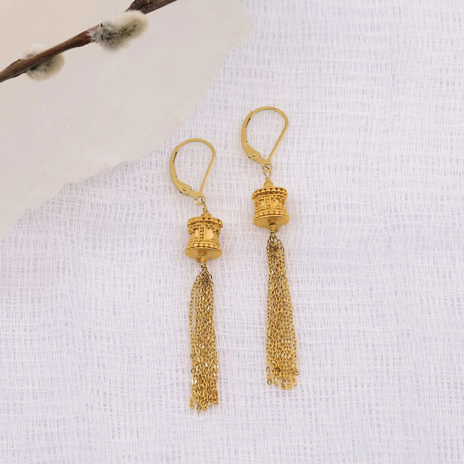 Maldives - Gold Tassel Dangle Earrings