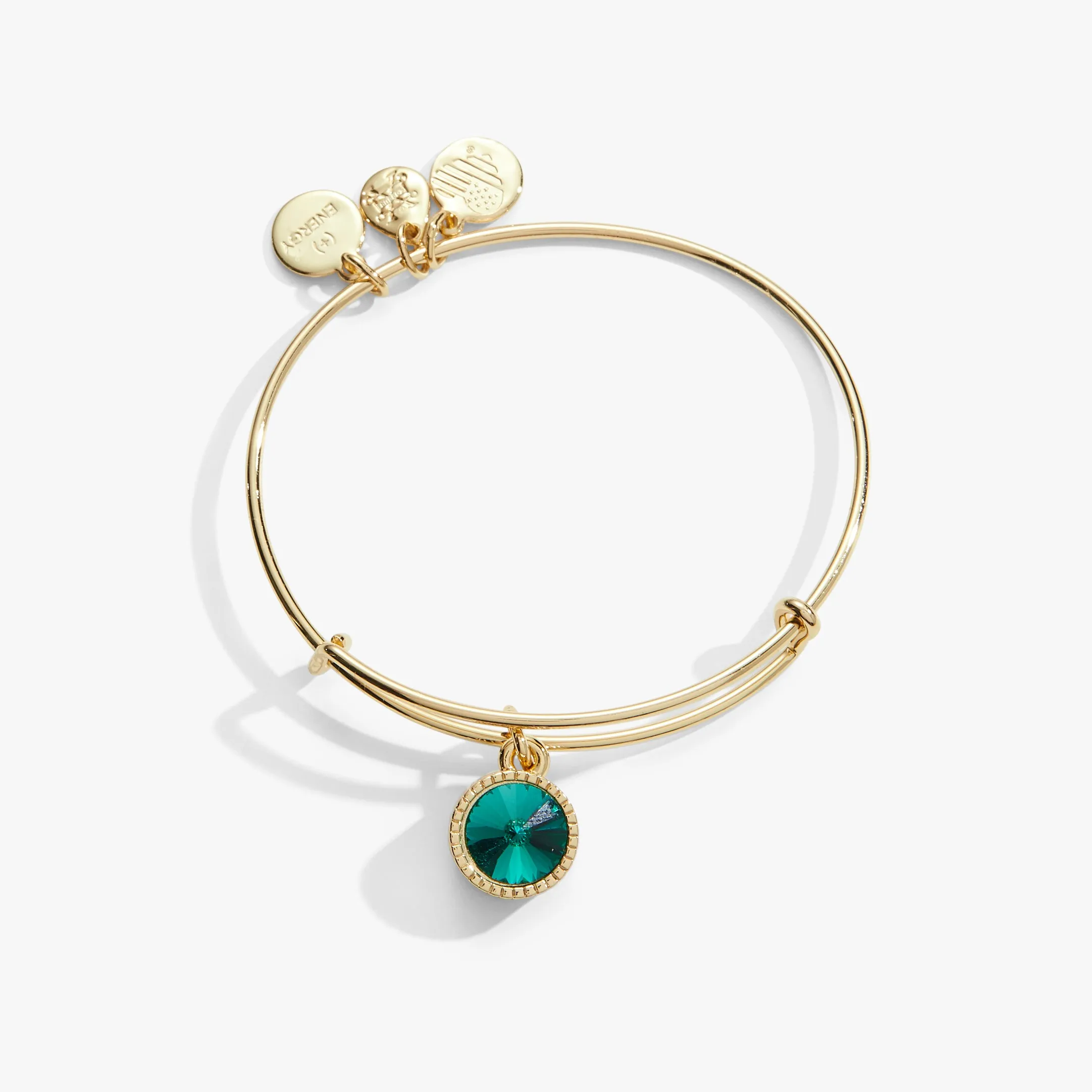 May Birthstone Charm Bangle, Emerald