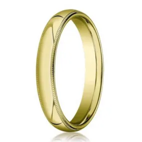 Men's 4mm Designer Domed Milgrain Polished Comfort Fit 14KY Gold Wedding Band