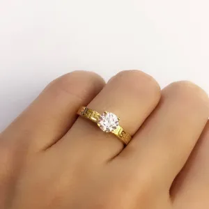 Mikaela Monogram Engagement Ring 18K Yellow Gold