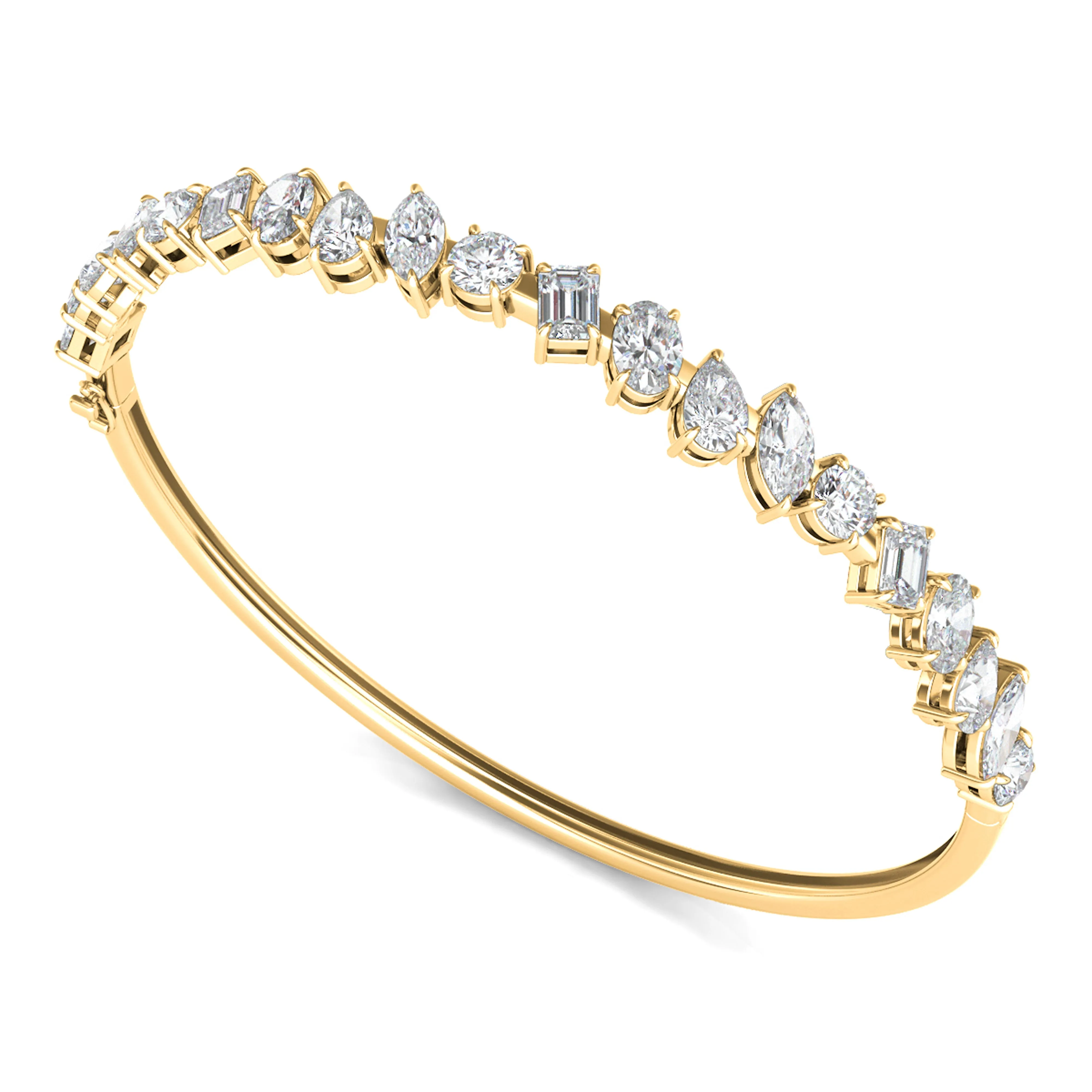 Mixed Shape Diamond Bangle