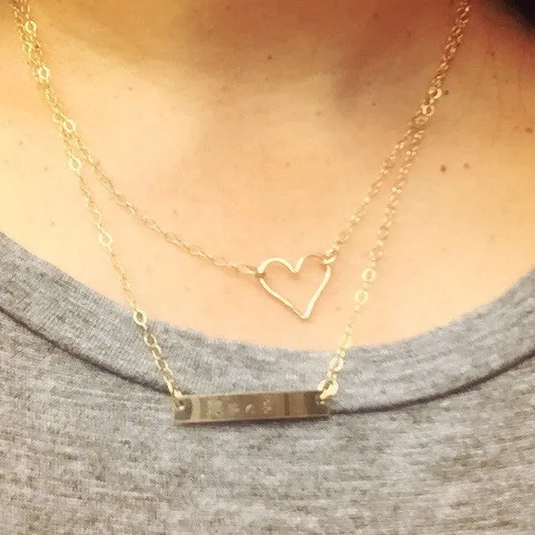 Monogram Necklace, Gold Bar Necklace, Nana Necklace, Personalized Necklace, Bar Necklace, Personalized Heart Necklace,  natashaaloha