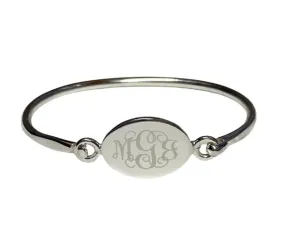 Monogrammed Sterling Silver Oval Bangle Bracelet