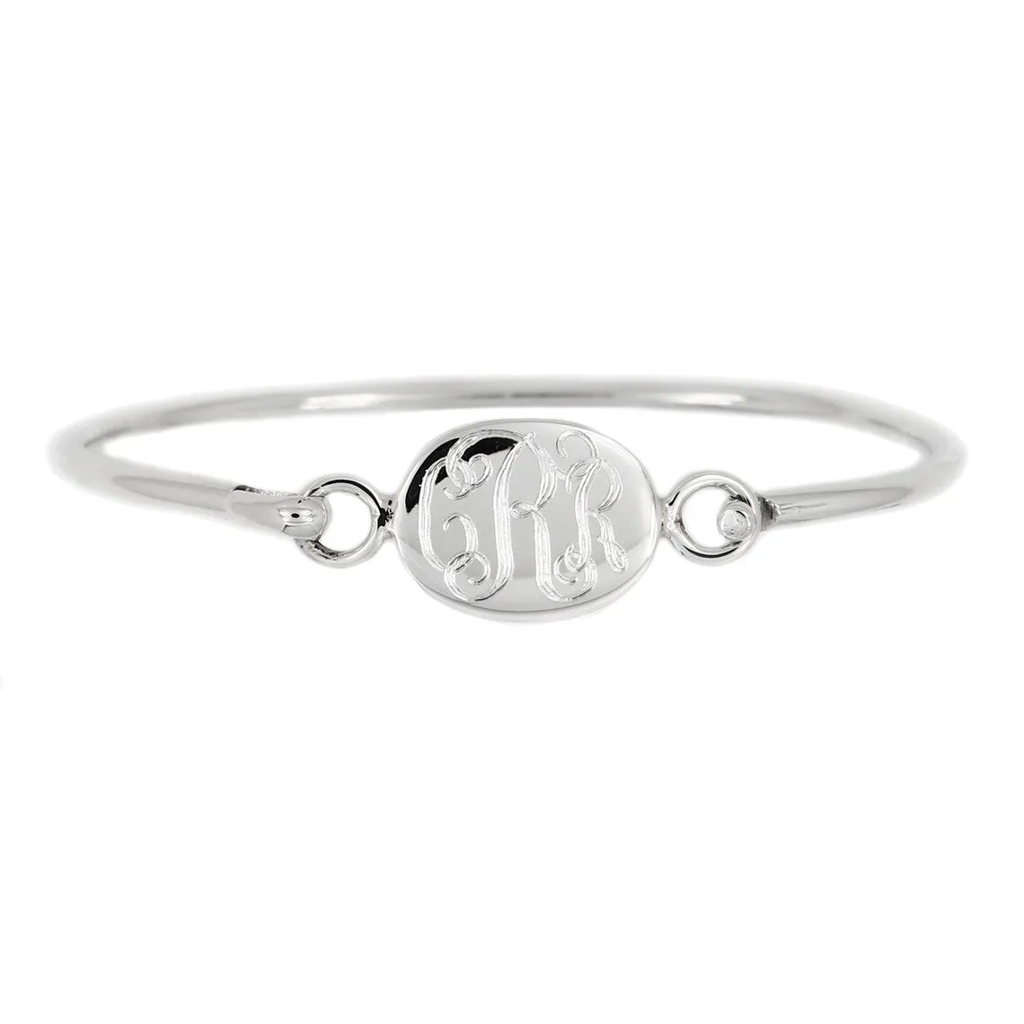 Monogrammed Sterling Silver Oval Bangle Bracelet