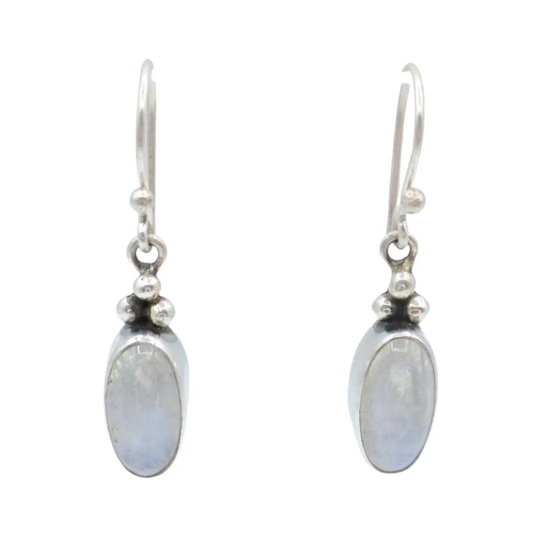 Moon Drop Silver Earrings