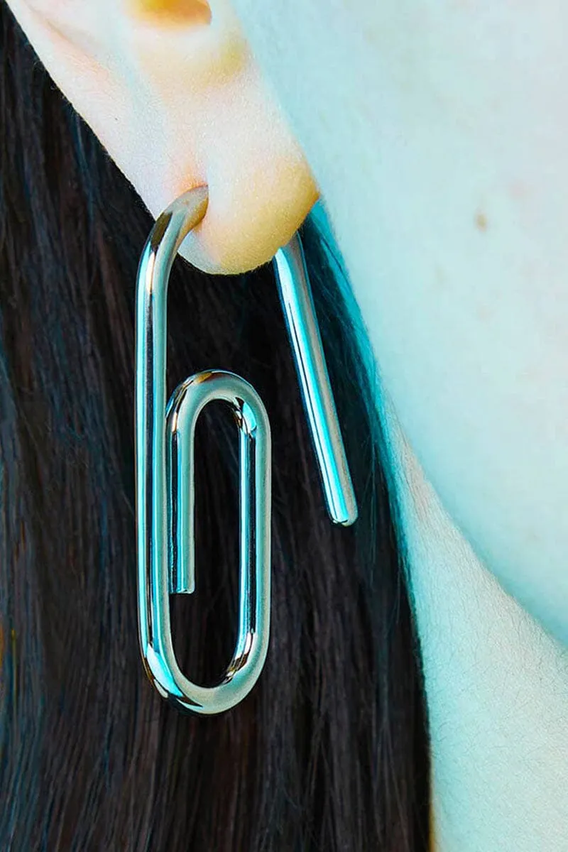 Paper Clip Earring - Silver