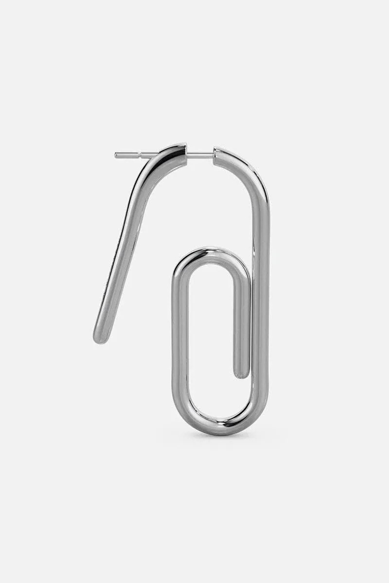 Paper Clip Earring - Silver