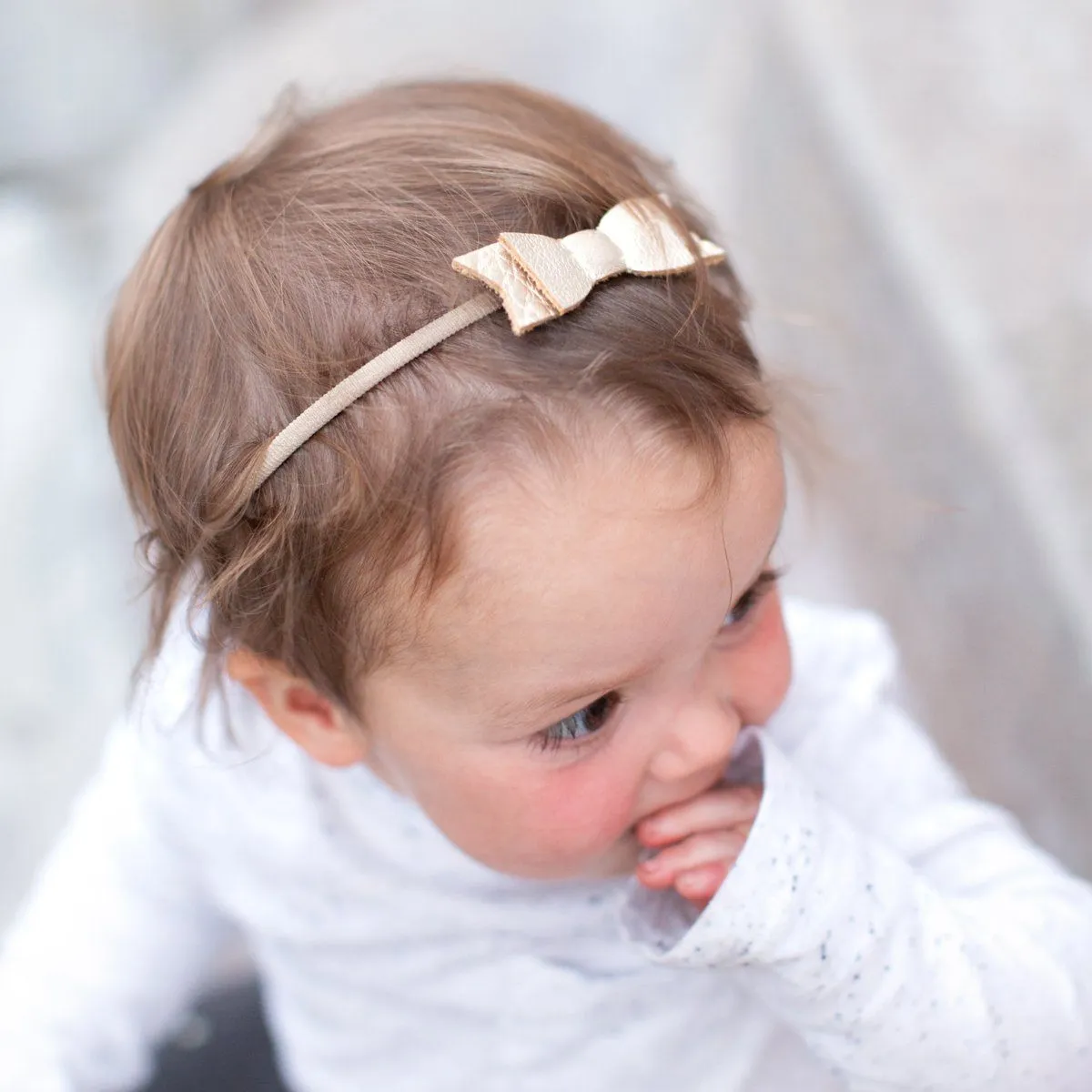 Platinum Leather Bow Headband