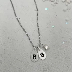 Rain Drop Initial Necklace