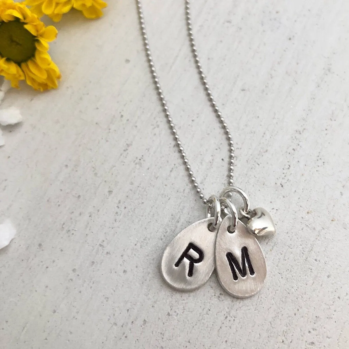 Rain Drop Initial Necklace