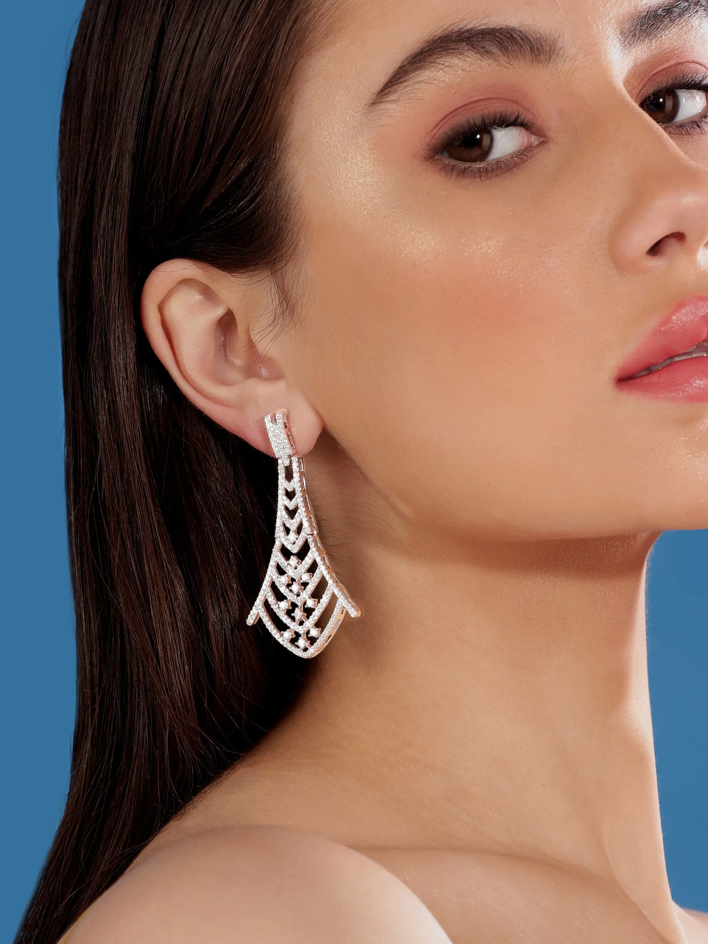 Rubans Zircon Studded Handcrafted Drop Earring