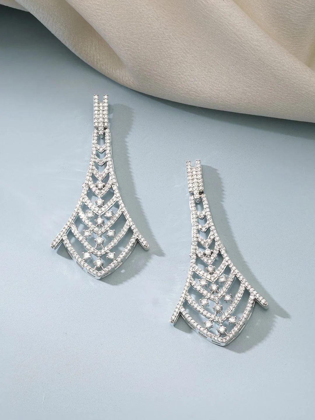 Rubans Zircon Studded Handcrafted Drop Earring