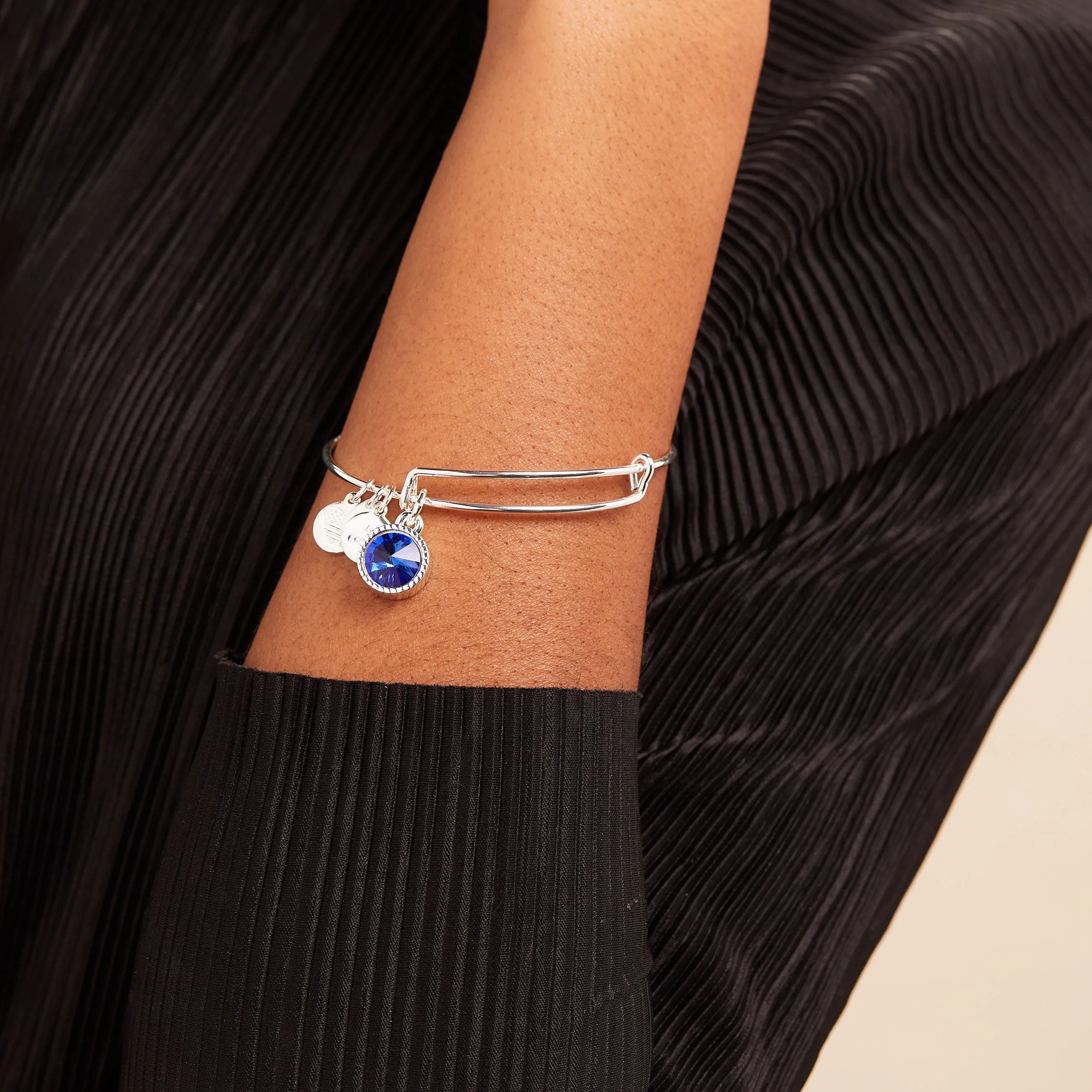 September Birthstone Charm Bangle, Sapphire