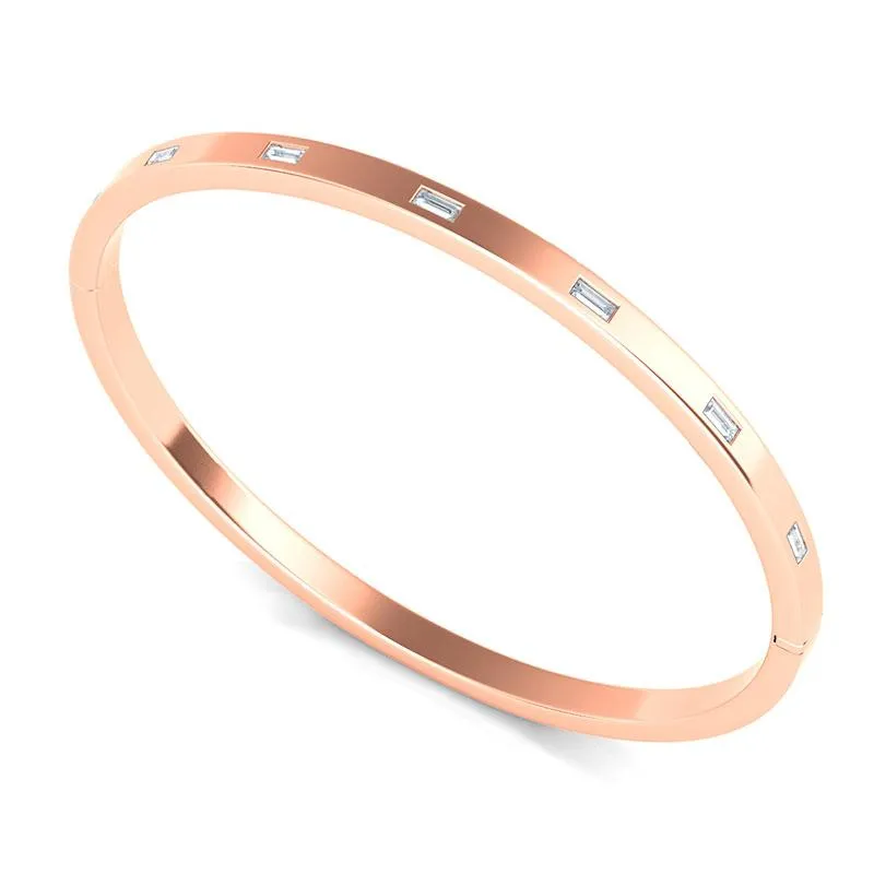 Sideways Baguette Diamond Distance Bangle