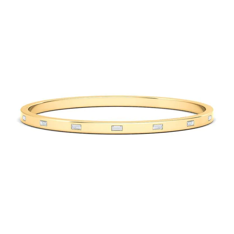 Sideways Baguette Diamond Distance Bangle