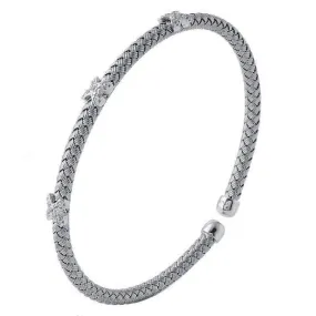 SS CZ Cuff Bangle Bracelet