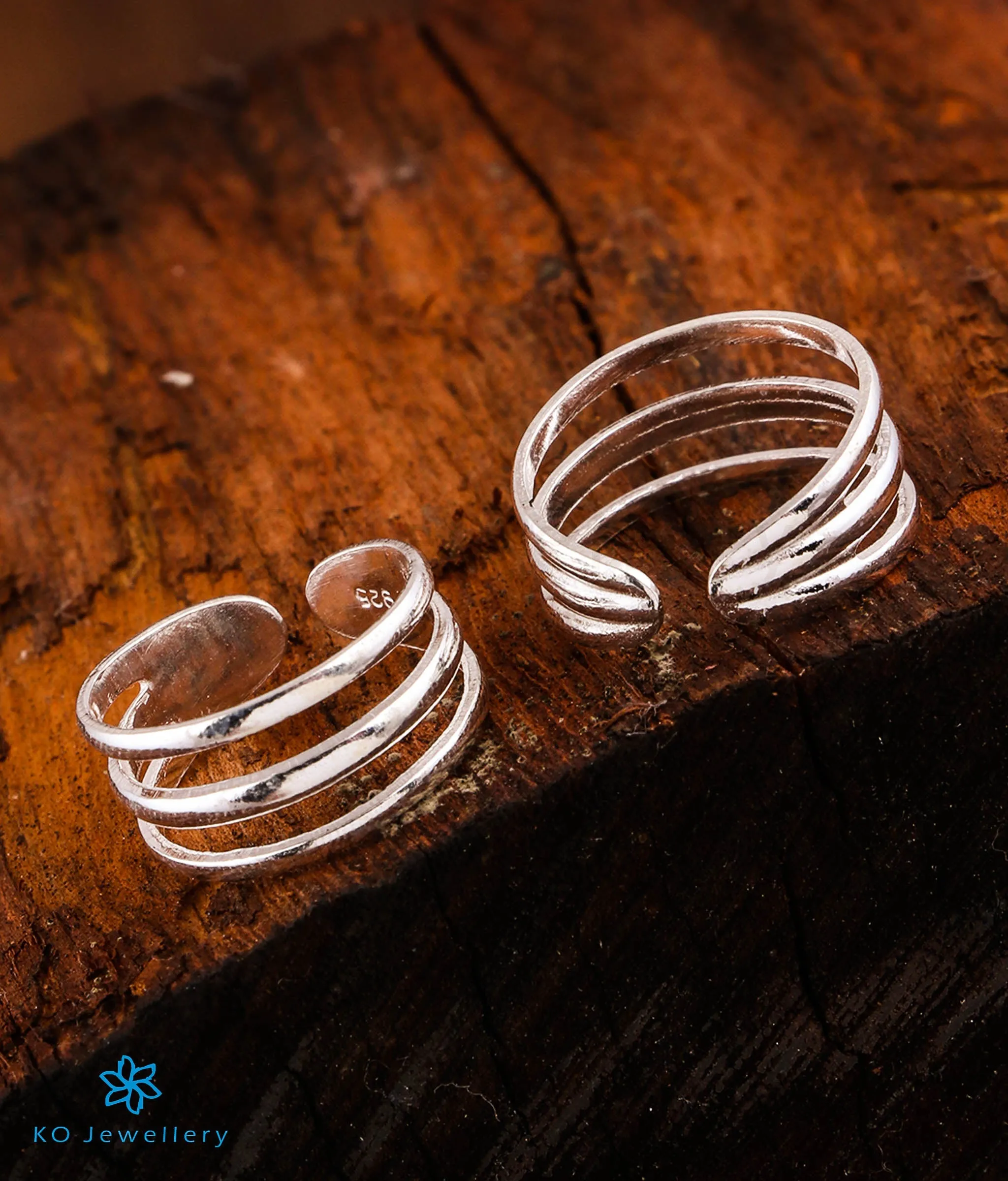 The 3 Bands Pure Silver Toe-Rings