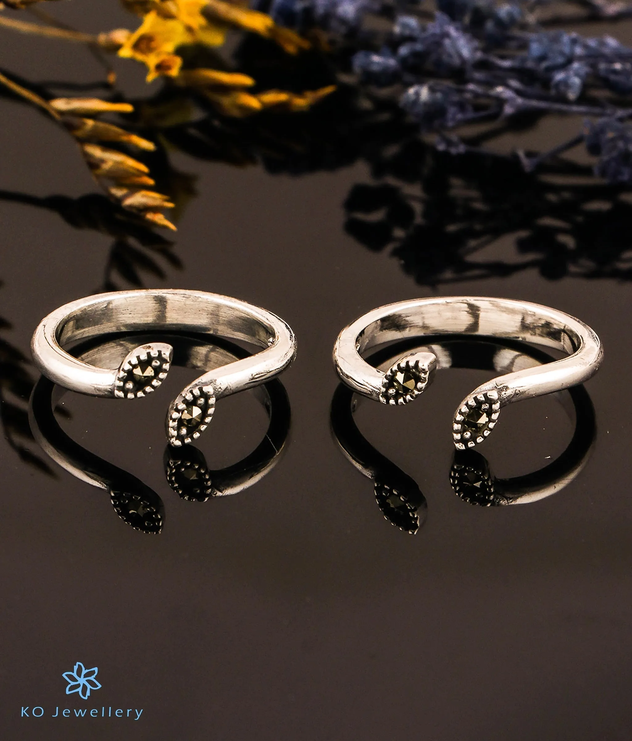 The Petite Silver Marcasite Toe-Rings