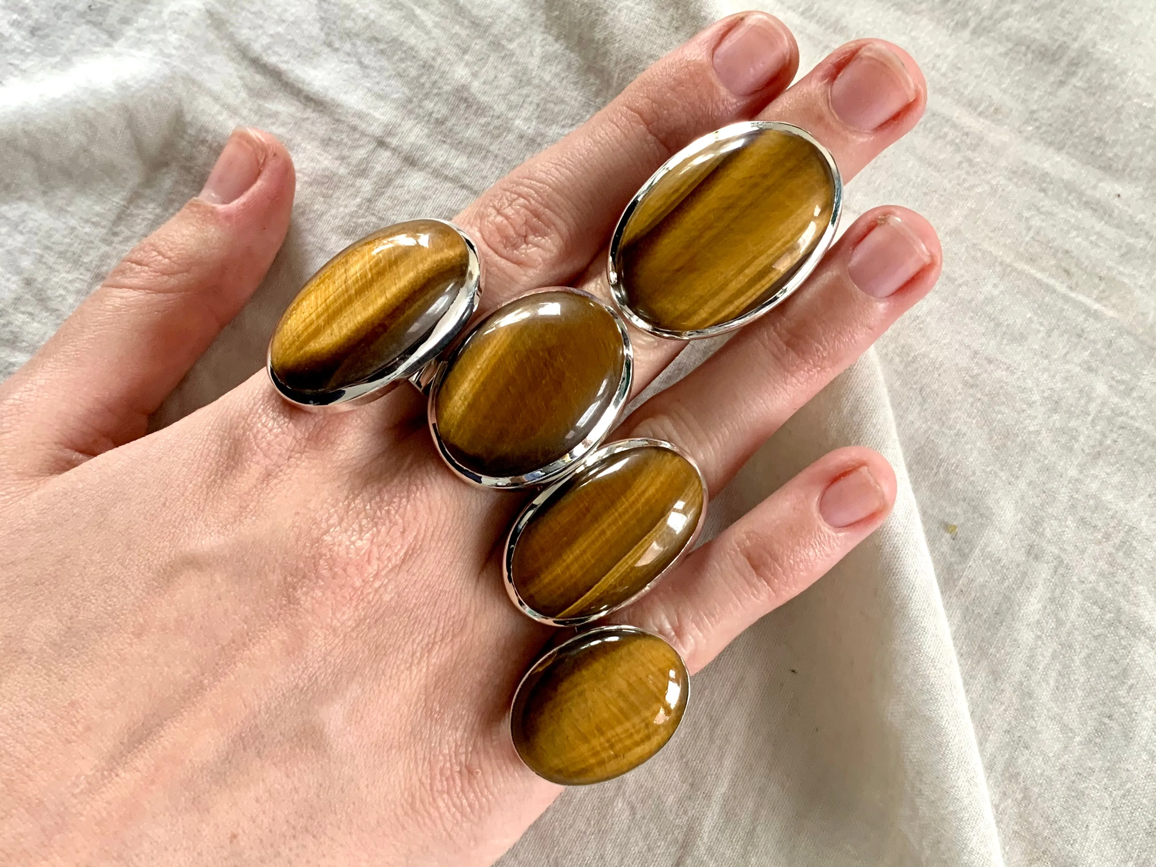 Tiger’s Eye Naevia Rings - Long Oval