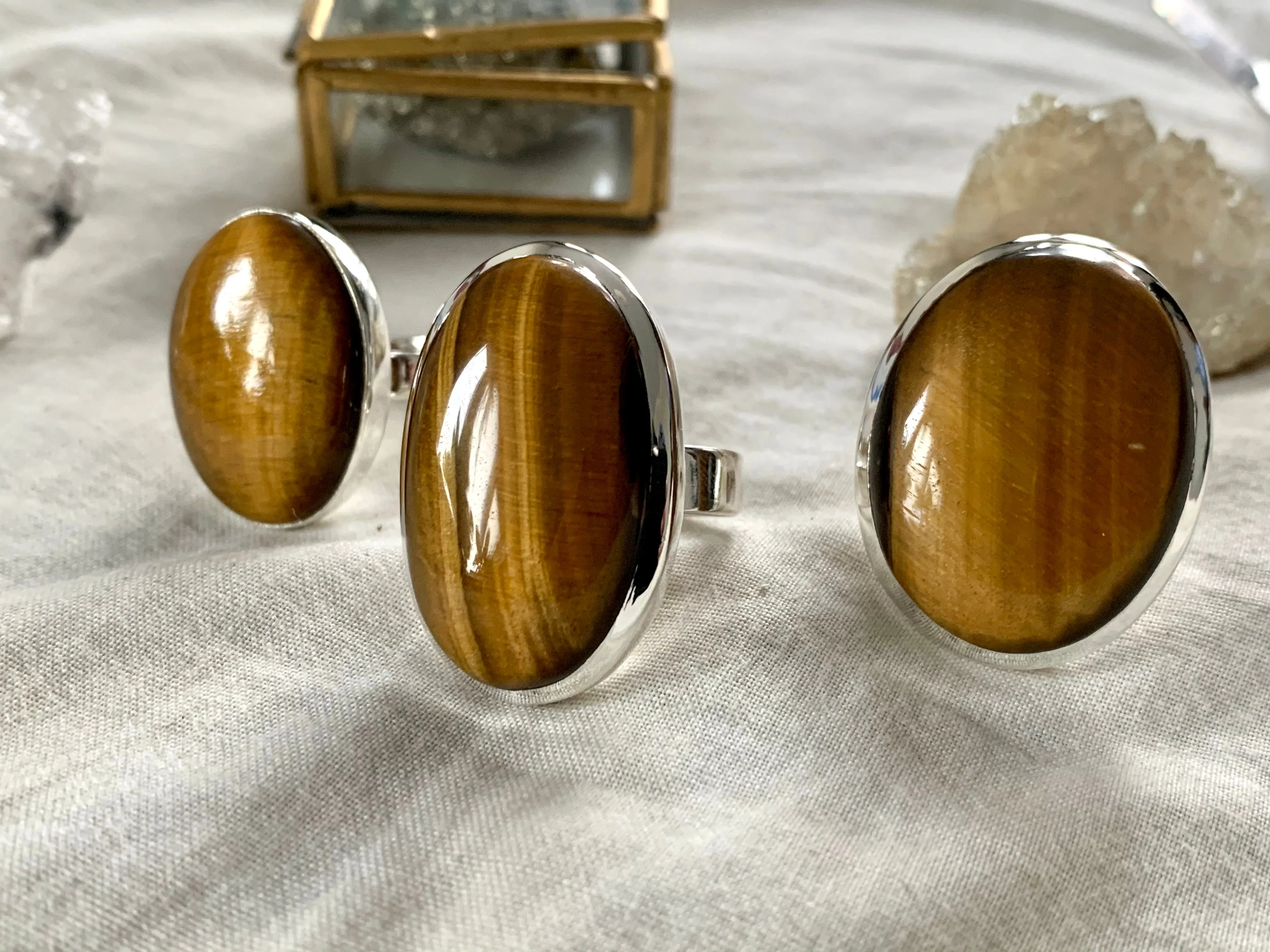 Tiger’s Eye Naevia Rings - Long Oval