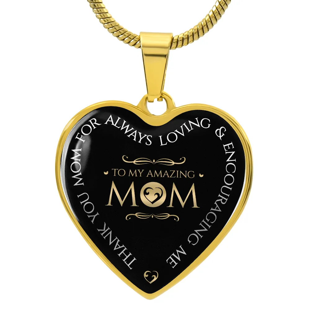 To My Mom Heart Necklace - Always Loving Heart Snake Chain