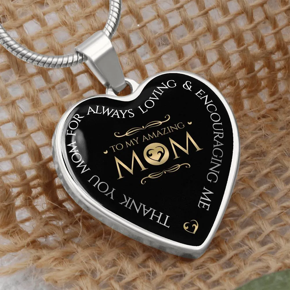 To My Mom Heart Necklace - Always Loving Heart Snake Chain