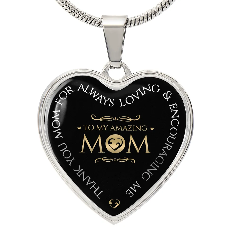 To My Mom Heart Necklace - Always Loving Heart Snake Chain