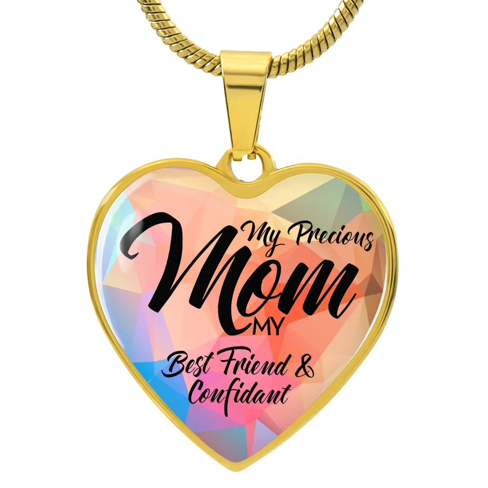 To My Mom Heart Necklace - My Precious Mom Snake Chain