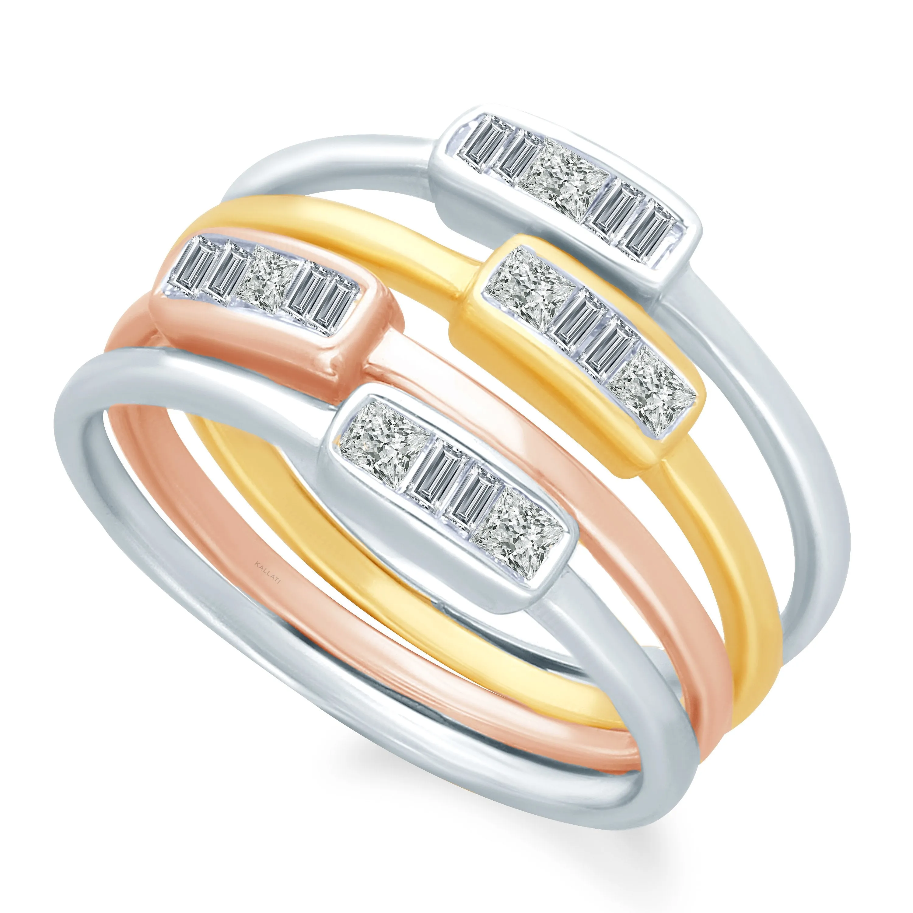 Tri Color Gold Diamond Legendary Stackable Rings