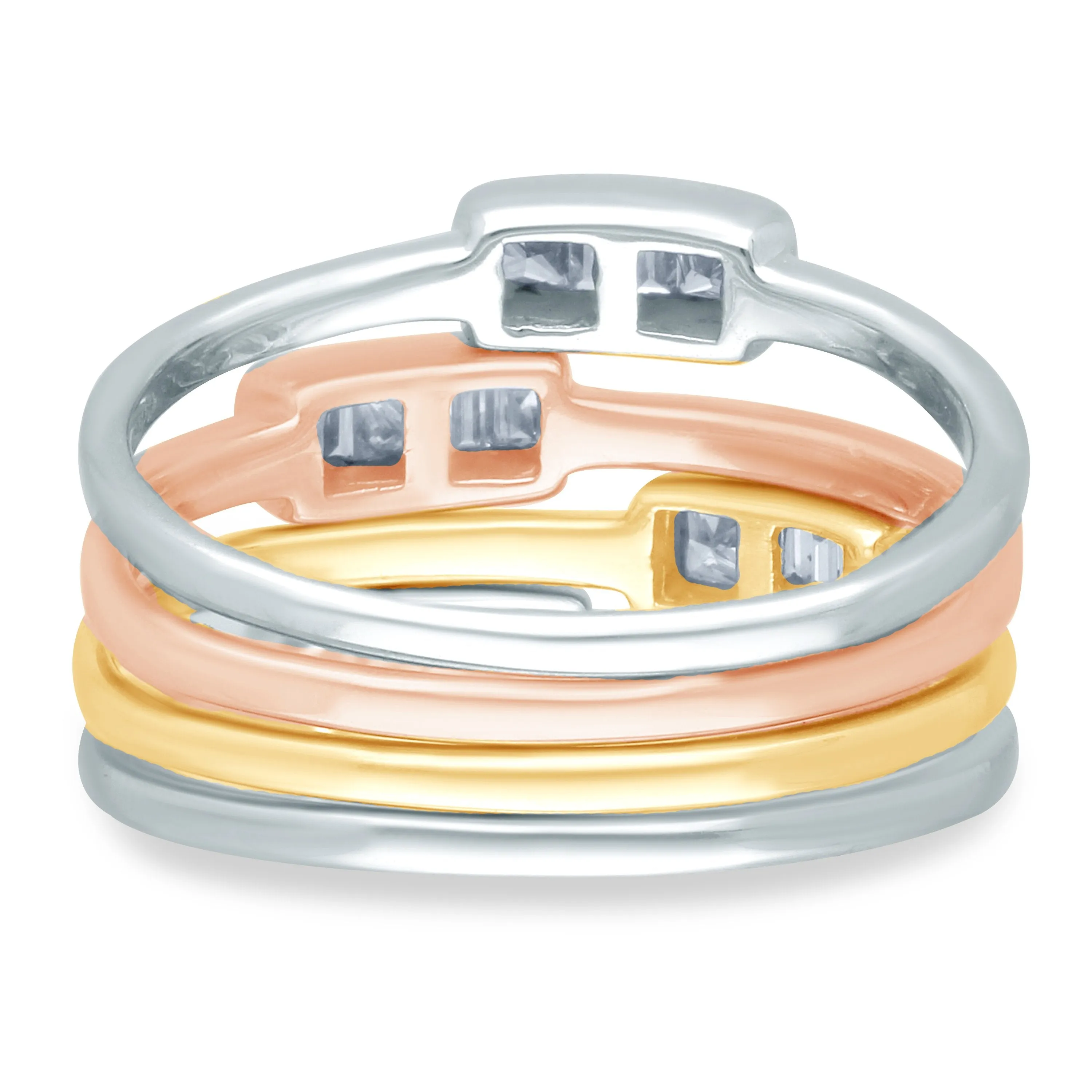 Tri Color Gold Diamond Legendary Stackable Rings