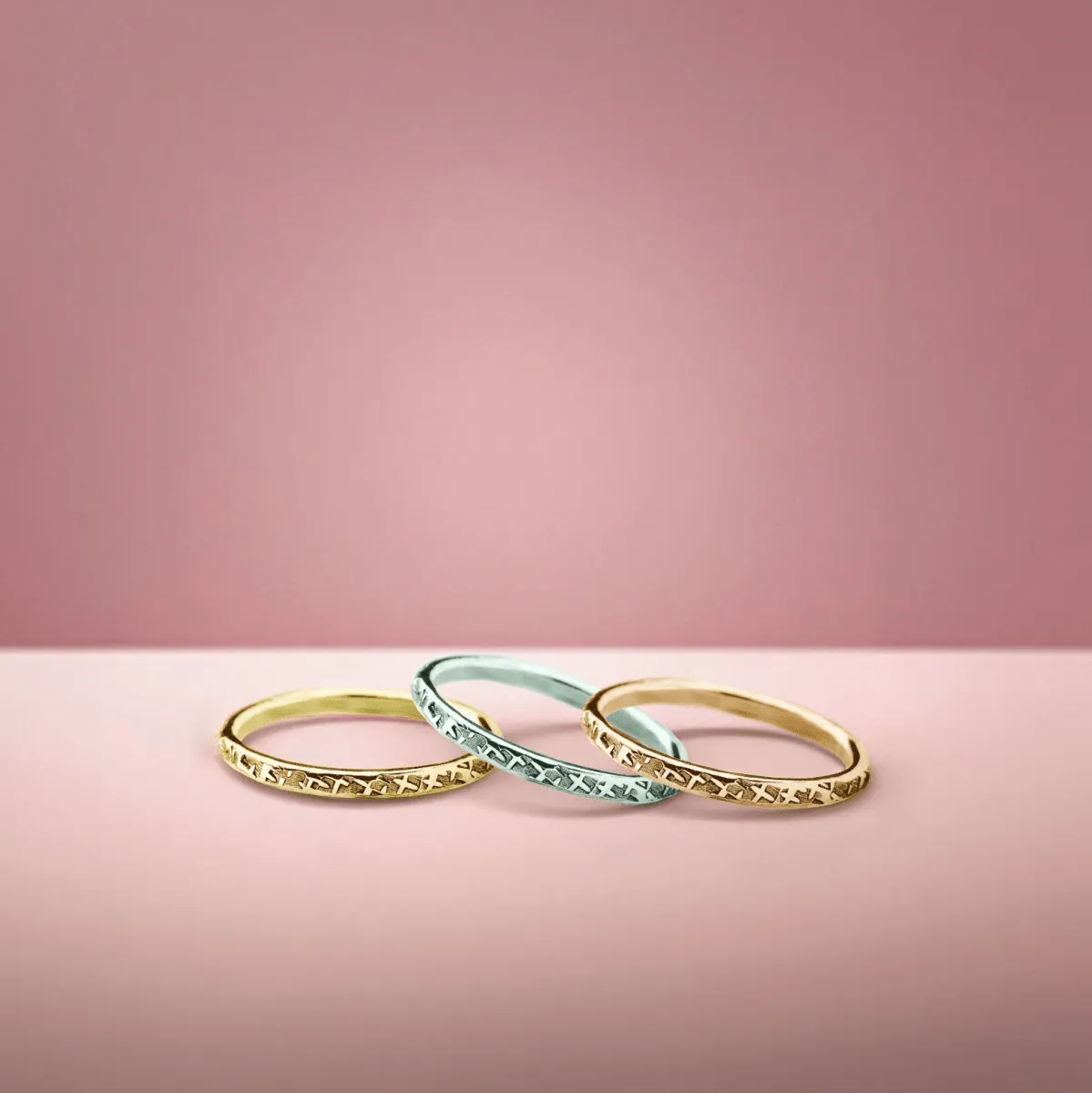 Trio of Raw Silk Stacking Rings