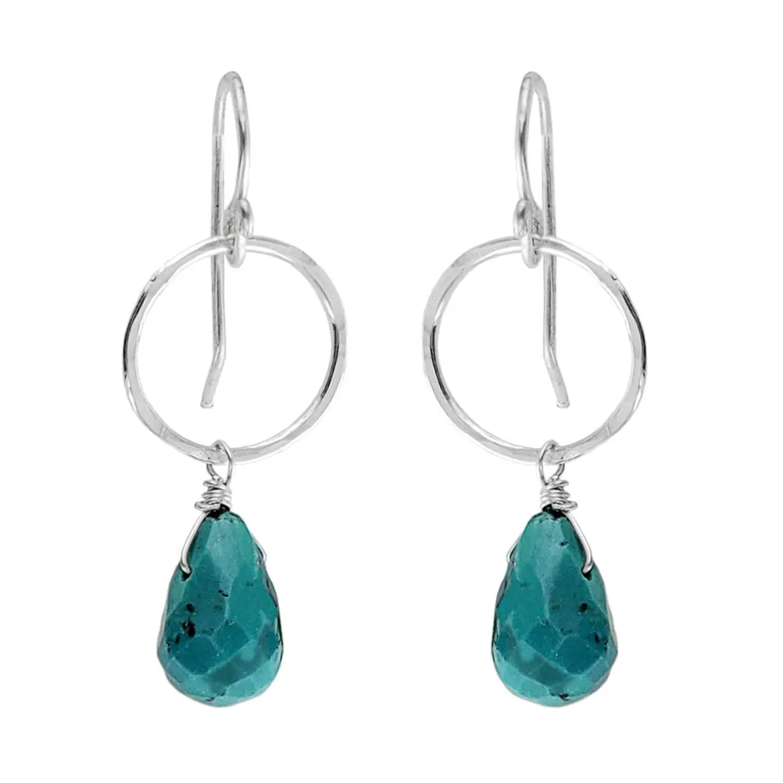 Turquoise Drop Hoop Earrings