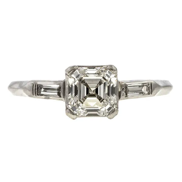 Vintage Asscher Cut Diamond Engagement Ring, 1.02ct.